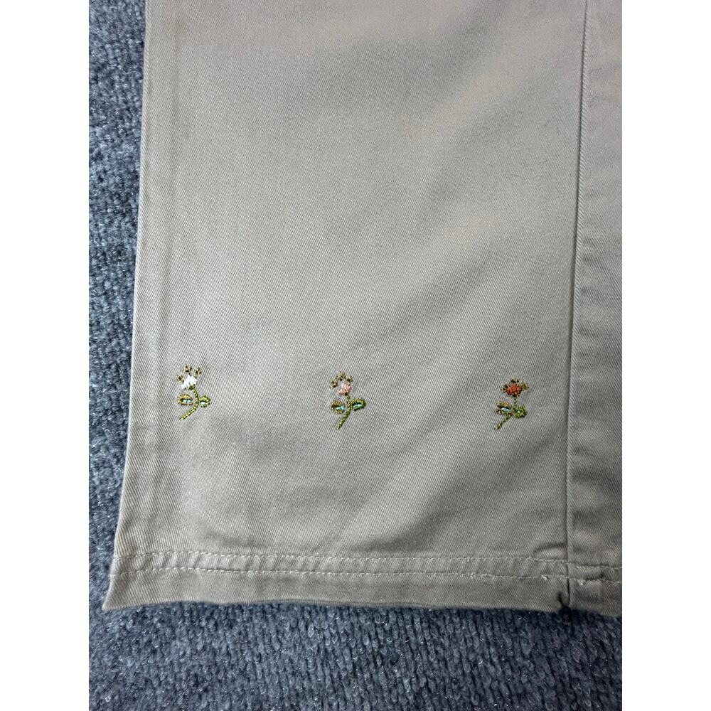 RVT Fit&Flare Girls 7/8 & 9/10 Khaki Embroidered Floral Pants Cotton Bootcut NWT - Picture 9 of 12